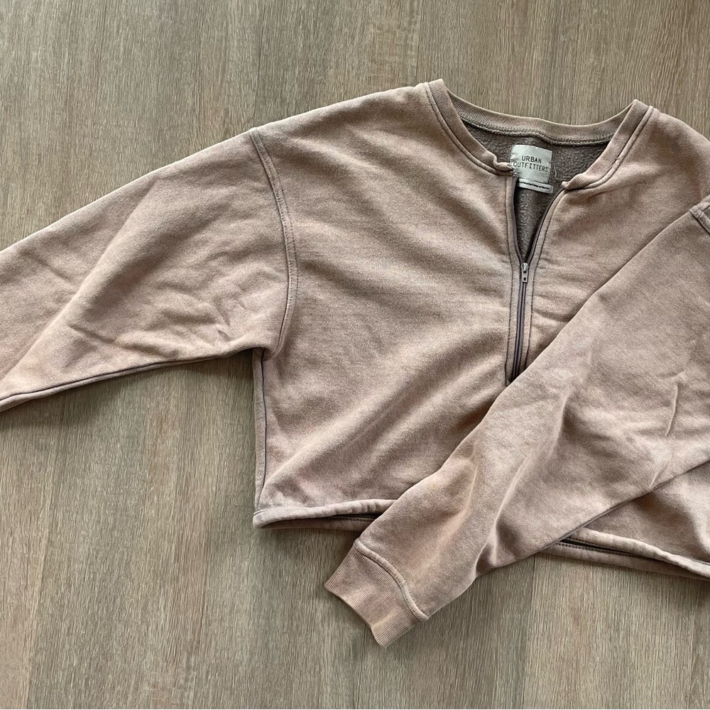 Urban Outfitters Tan Cropped 1/4 Zip